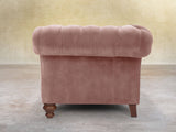 Flora Chesterfield Chair In Dusky Pink Vintage Velvet