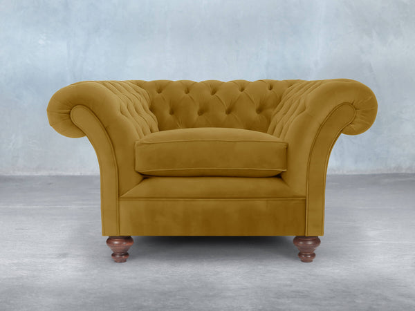 Flora Chesterfield Chair In Golden Lush Velvet