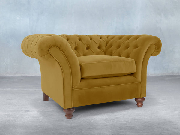 Flora Chesterfield Chair In Golden Lush Velvet