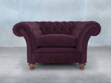 Flora Chesterfield Chair In Grape Lush Velvet