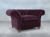 Flora Chesterfield Chair In Grape Lush Velvet