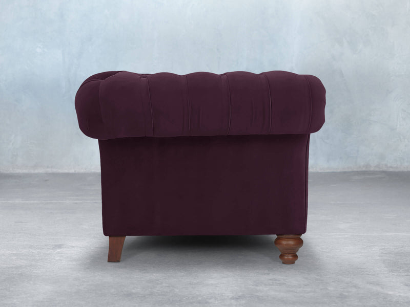 Flora Chesterfield Chair In Grape Lush Velvet