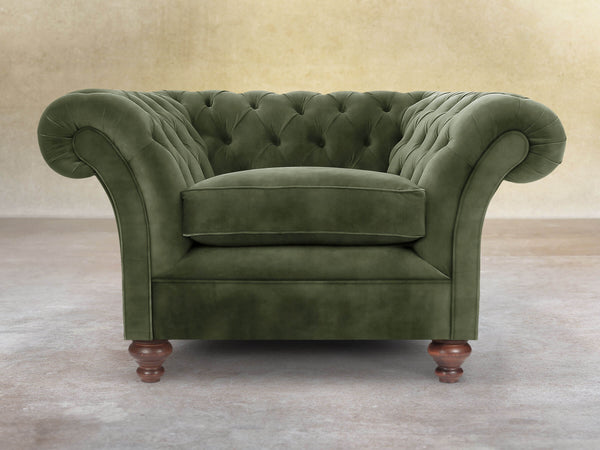 Flora Chesterfield Chair In Jade Vintage Velvet