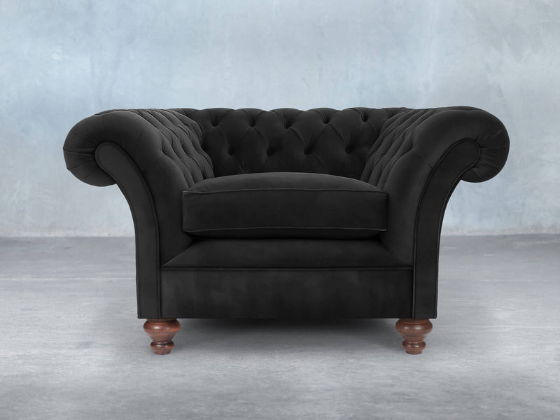 Flora Chesterfield Chair In Jet Black Lush Velvet