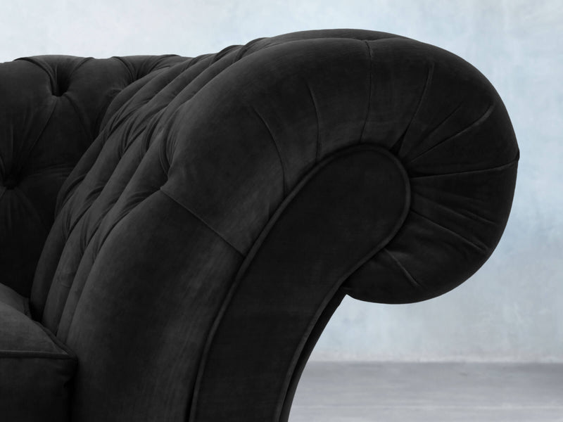 Flora Chesterfield Chair In Jet Black Lush Velvet