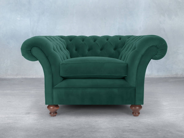 Flora Chesterfield Chair In Kingfisher Lush Velvet