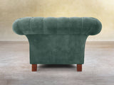 Flora Chesterfield Chair In Ocean Storm Vintage Velvet