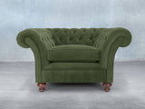 Flora Chesterfield Chair In Pine Lush Velvet