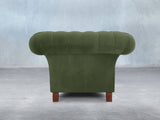 Flora Chesterfield Chair In Pine Lush Velvet