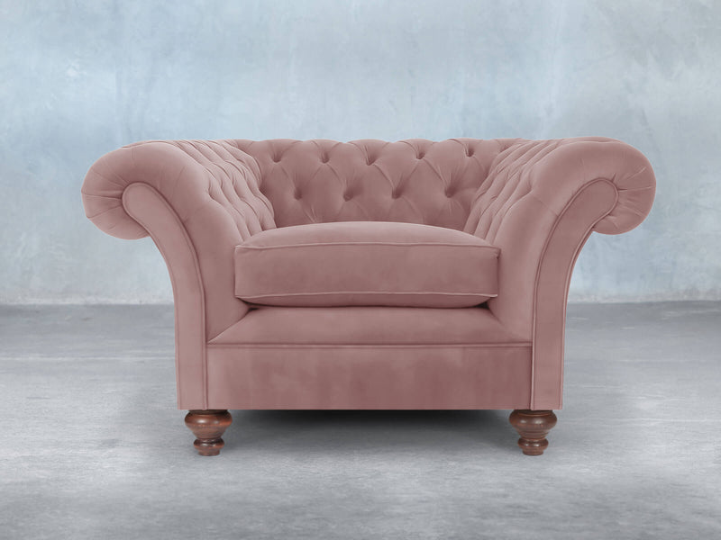 Flora Chesterfield Chair In Pink Lush Velvet