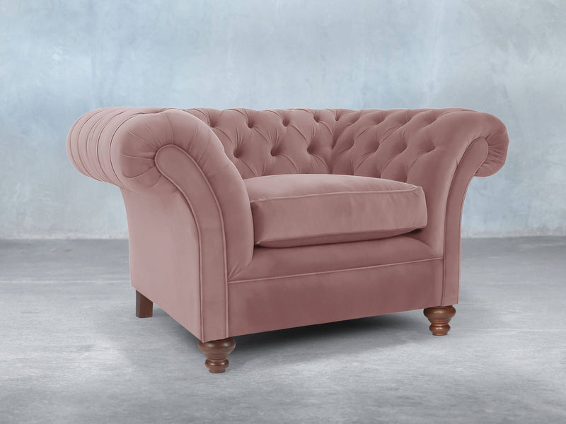 Flora Chesterfield Chair In Pink Lush Velvet