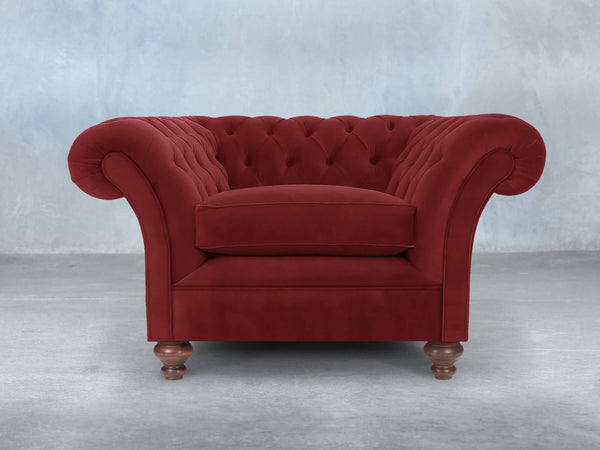 Flora Chesterfield Chair In Red Lush Velvet