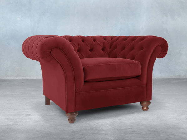 Flora Chesterfield Chair In Red Lush Velvet