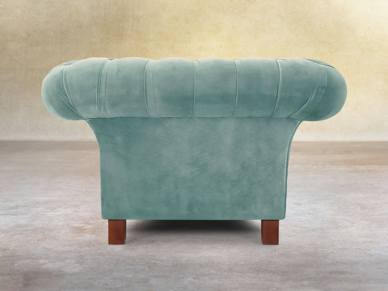 Flora Chesterfield Chair In Summer Mist Vintage Velvet