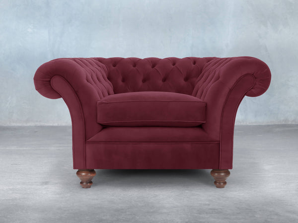 Flora Chesterfield Chair In Wine Lush Velvet