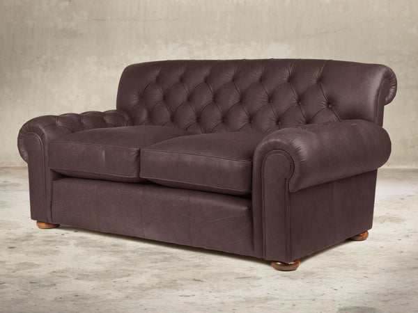 Frankie 2 Seat Chesterfield Sofa In Chocolate Chip Soft 'n' Easy Leather