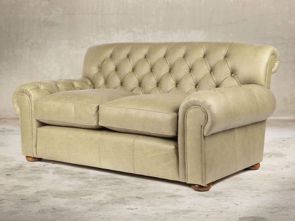 Frankie 2 Seat Chesterfield Sofa In Oyster Soft 'n' Easy Leather