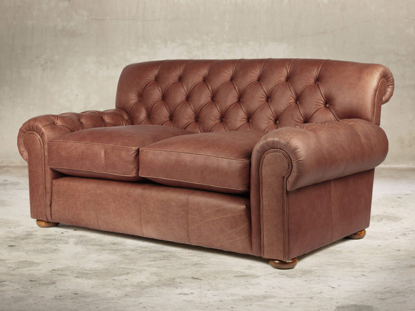 Frankie 2 Seat Chesterfield Sofa In Redwood Soft 'n' Easy Leather