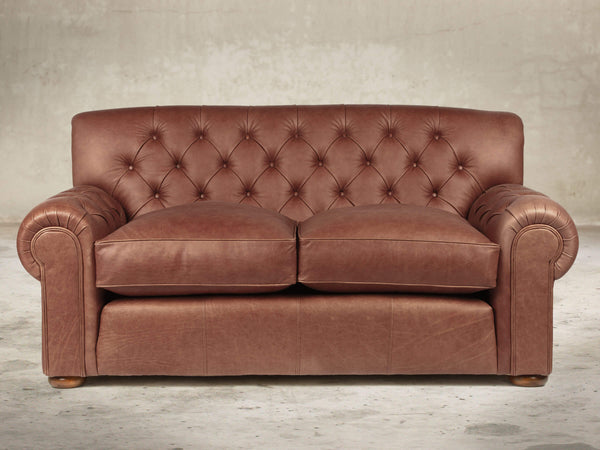 Frankie 2 Seat Chesterfield Sofa In Redwood Soft 'n' Easy Leather