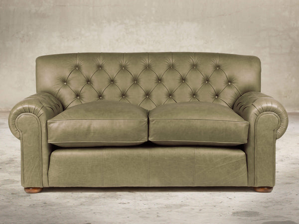 Frankie 2 Seat Chesterfield Sofa In Sage Soft 'n' Easy Leather