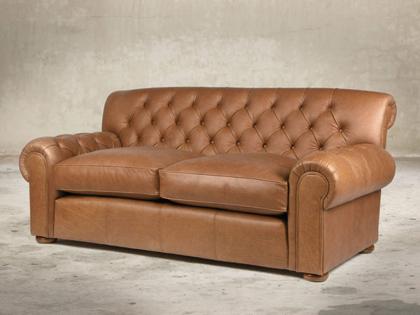 Frankie 3 Seat Chesterfield Sofa In Camel Soft 'n' Easy Leather