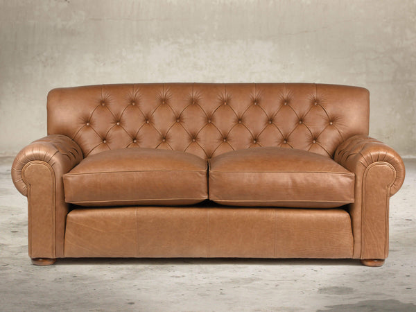 Frankie 3 Seat Chesterfield Sofa In Camel Soft 'n' Easy Leather