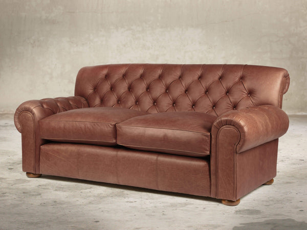 Frankie 3 Seat Chesterfield Sofa In Redwood Soft 'n' Easy Leather