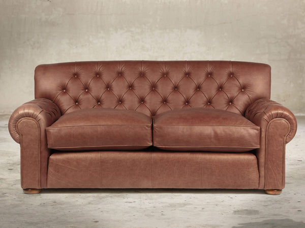 Frankie 3 Seat Chesterfield Sofa In Redwood Soft 'n' Easy Leather