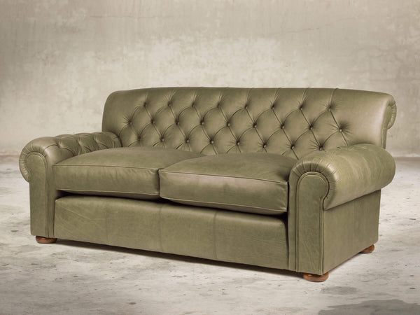 Frankie 3 Seat Chesterfield Sofa In Sage Soft 'n' Easy Leather