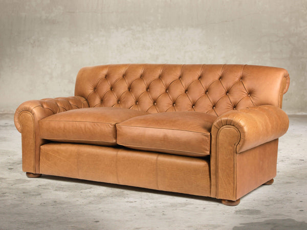 Frankie 3 Seat Chesterfield Sofa In Tawny Soft 'n' Easy Leather