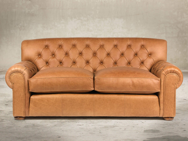 Frankie 3 Seat Chesterfield Sofa In Tawny Soft 'n' Easy Leather