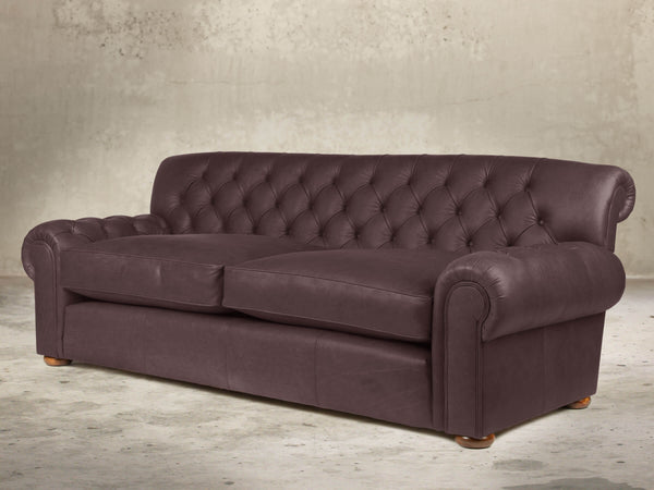 Frankie 4 Seat Chesterfield Sofa In Chocolate Chip Soft 'n' Easy Leather