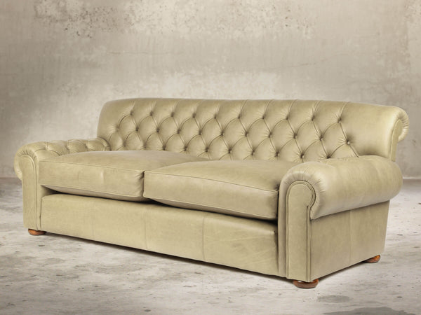 Frankie 4 Seat Chesterfield Sofa In Oyster Soft 'n' Easy Leather