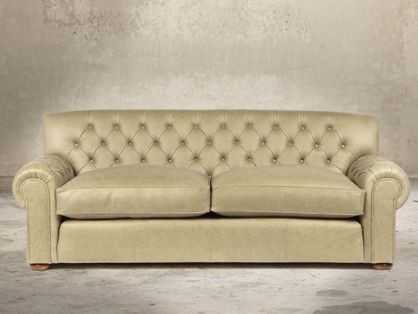 Frankie 4 Seat Chesterfield Sofa In Oyster Soft 'n' Easy Leather