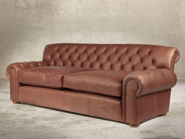 Frankie 4 Seat Chesterfield Sofa In Redwood Soft 'n' Easy Leather