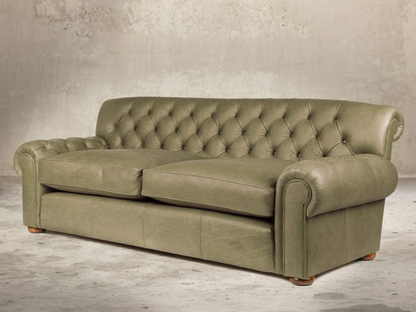 Frankie 4 Seat Chesterfield Sofa In Sage Soft 'n' Easy Leather