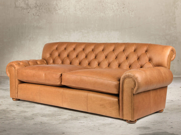 Frankie 4 Seat Chesterfield Sofa In Tawny Soft 'n' Easy Leather