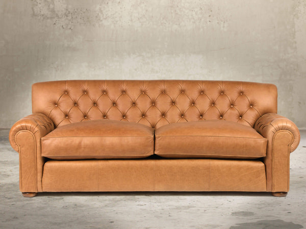 Frankie 4 Seat Chesterfield Sofa In Tawny Soft 'n' Easy Leather