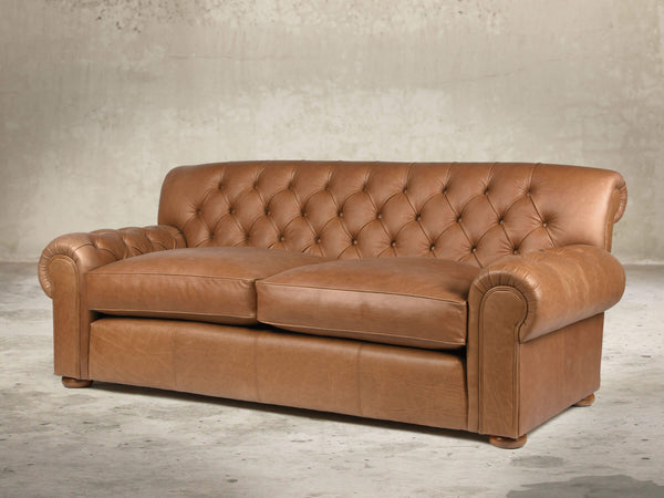 Frankie Bigger 3 Seat Chesterfield Sofa In Camel Soft 'n' Easy Leather