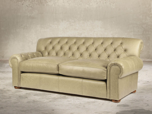 Frankie Bigger 3 Seat Chesterfield Sofa In Oyster Soft 'n' Easy Leather