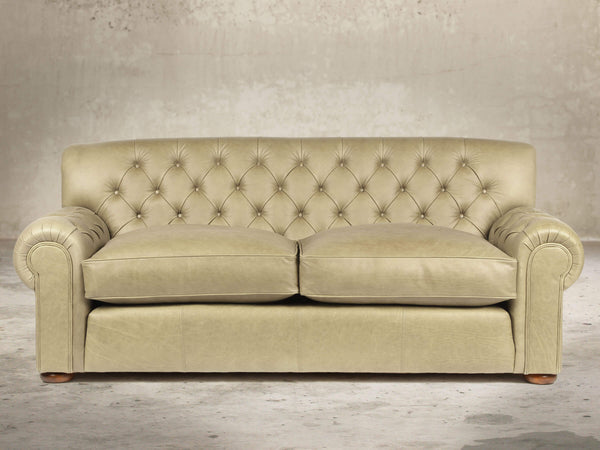 Frankie Bigger 3 Seat Chesterfield Sofa In Oyster Soft 'n' Easy Leather