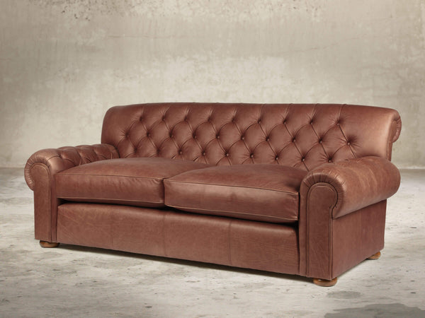 Frankie Bigger 3 Seat Chesterfield Sofa In Redwood Soft 'n' Easy Leather