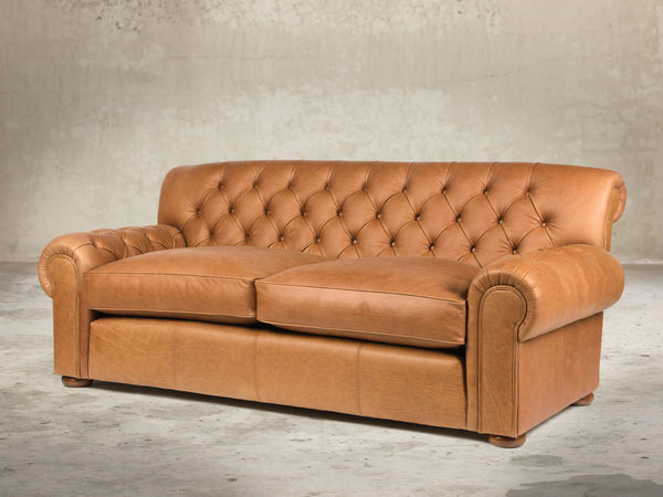 Frankie Bigger 3 Seat Chesterfield Sofa In Tawny Soft 'n' Easy Leather