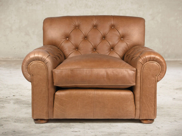 Frankie Chesterfield Chair In Camel Soft 'n' Easy Leather