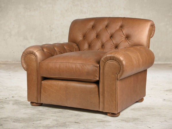 Frankie Chesterfield Chair In Camel Soft 'n' Easy Leather