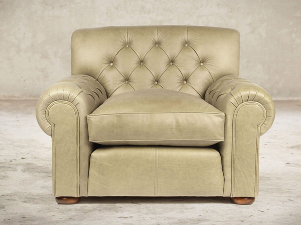 Frankie Chesterfield Chair In Oyster Soft 'n' Easy Leather