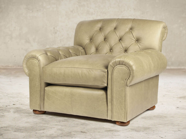 Frankie Chesterfield Chair In Oyster Soft 'n' Easy Leather