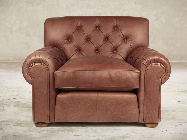 Frankie Chesterfield Chair In Redwood Soft 'n' Easy Leather