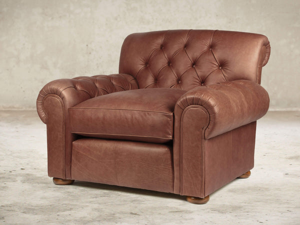 Frankie Chesterfield Chair In Redwood Soft 'n' Easy Leather