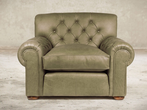 Frankie Chesterfield Chair In Sage Soft 'n' Easy Leather